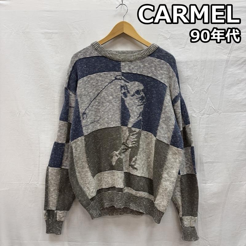 古着 USED トップス トップス CARMEL 90年代 USA製 ビンテージ チェック ゴルファー柄 ニット セーター 90s VINTAGE M チェック メンズ USED 古着 中古 50153021