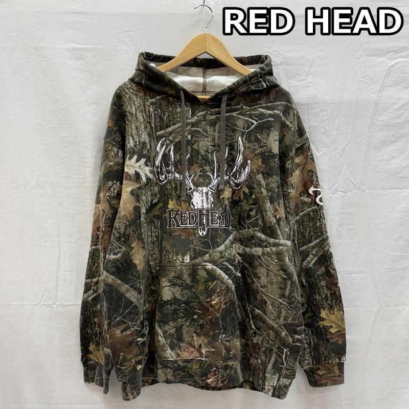 古着 USED トップス トップス RED HEAD リアルツリーカモフラ 迷彩柄 ロゴ プルオーバー フーディ 裏起毛 パーカー L カモフラージュ柄・迷彩 メンズ USED 古着 中古 50153025
