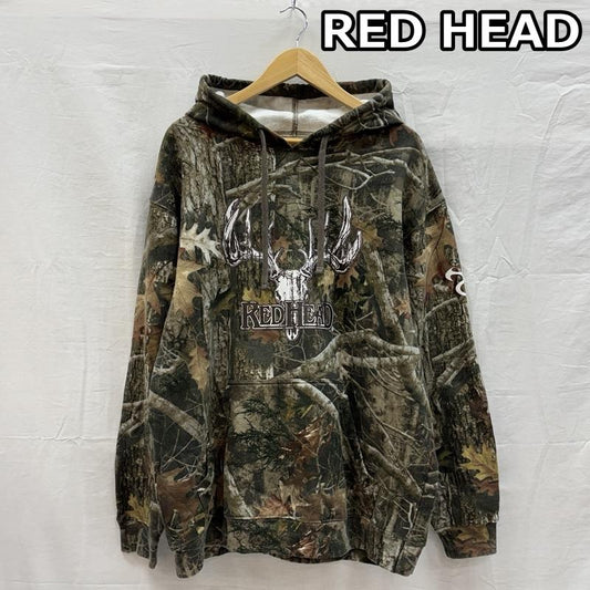 古着 USED トップス トップス RED HEAD リアルツリーカモフラ 迷彩柄 ロゴ プルオーバー フーディ 裏起毛 パーカー L カモフラージュ柄・迷彩 メンズ USED 古着 中古 50153025