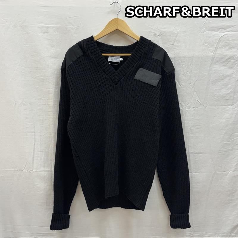 古着 USED トップス トップス SCHARF＆BREIT USA製 ウール コマンド ニット セーター ミリタリー Vネック プルオーバー L 黒 / ブラック / black メンズ USED 古着 中古 50153026