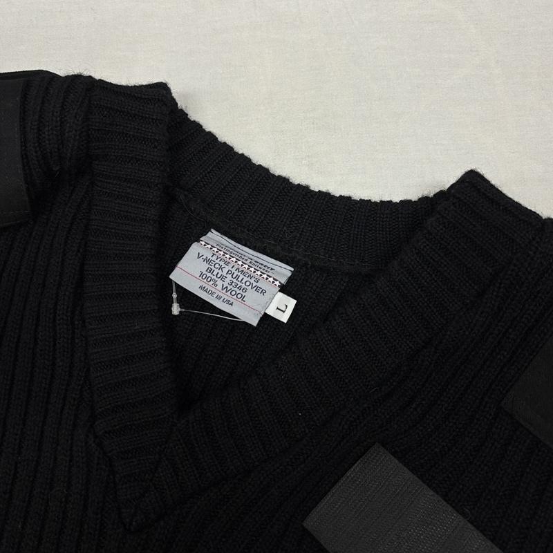 古着 USED トップス トップス SCHARF＆BREIT USA製 ウール コマンド ニット セーター ミリタリー Vネック プルオーバー L 黒 / ブラック / black メンズ USED 古着 中古 50153026