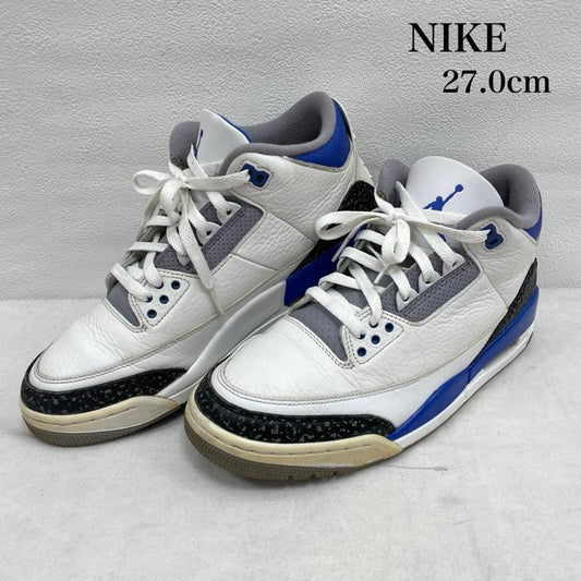 ナイキ NIKE シューズ シューズ AIR JORDAN 3 エアジョーダン ハイカット スニーカー RETRO RACER BLUE CT8532-145 レトロ レーサー 27.0cm 27.0cm ロゴ、文字 白 / ホワイト / white X 青 / ブルー / blue X 黒 / ブラック / black メンズ USED 古着 中古 50153069