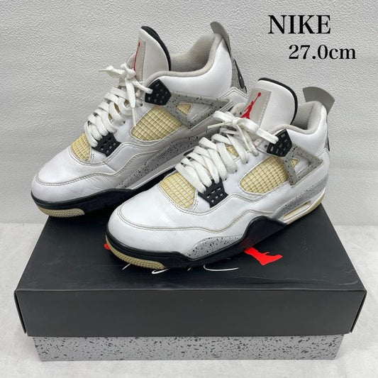 ナイキ NIKE シューズ シューズ AIR JORDAN 4 RETRO OG WHITE CEMENT エアジョーダン レトロ ホワイトセメント スニーカー 840606-192 27cm 27.0cm 無地 白 / ホワイト / white X 灰 / グレー / gray X 黄 / イエロー / yellow メンズ USED 古着 中古 50153076