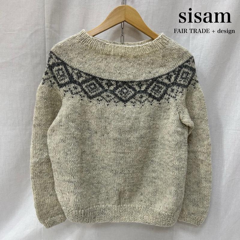 ＵＳＥＤ古着 USED/古着 ニット、セーター 長袖 sisam シサム工房 FAIRTRADE+design ヒカリノワセーター ネパール製 ウール ゴートホワイト - 白 / ホワイト / white X 灰 / グレー / gray レディース USED 古着 中古 50153093