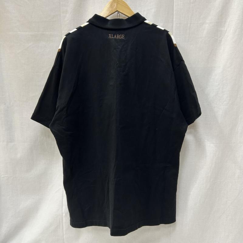 エクストララージ XLARGE ポロシャツ 半袖 JACQUARD KNIT POLOSHIRT ジャカードニットポロシャツ ブラック XLサイズ 101232013001 XL ストライプ 黒 / ブラック / black メンズ USED 古着 中古 50153095