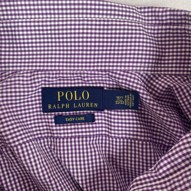 ポロラルフローレン POLO RALPH LAUREN トップス トップス EASY CARE チェック コットン シャツ 裾 ポニー 紫 / パープル / purple メンズ USED 古着 中古 50153185