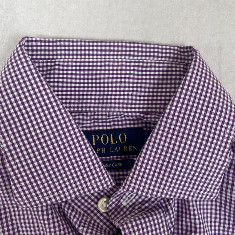 ポロラルフローレン POLO RALPH LAUREN トップス トップス EASY CARE チェック コットン シャツ 裾 ポニー 紫 / パープル / purple メンズ USED 古着 中古 50153185