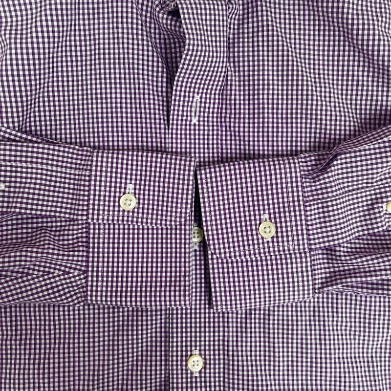 ポロラルフローレン POLO RALPH LAUREN トップス トップス EASY CARE チェック コットン シャツ 裾 ポニー 紫 / パープル / purple メンズ USED 古着 中古 50153185