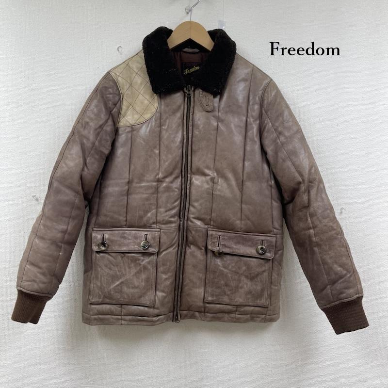 フリーダム Freedom ジャケット、上着 ダウンジャケット 革ジャン ラム レザー ムートン 襟 レザー ダウン ジャケット 40 茶 / ブラウン / brown メンズ USED 古着 中古 50153196