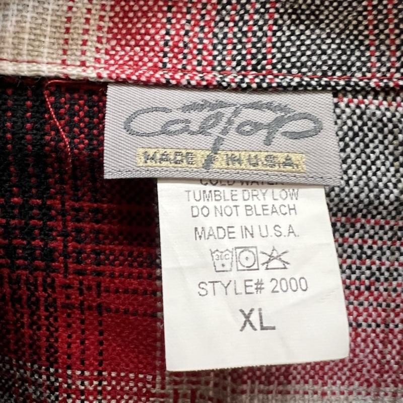 古着 USED トップス トップス CalTop キャルトップ オンブレチェック 長袖 シャツ USA製 XL 赤 / レッド / red メンズ USED 古着 中古 50153214