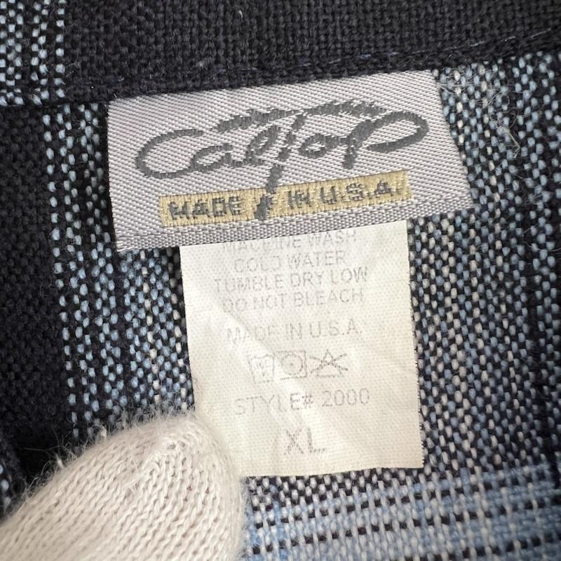 古着 USED トップス トップス CalTop キャルトップ オンブレチェック 長袖 シャツ USA製 XL 紺 / ネイビー / navy メンズ USED 古着 中古 50153215