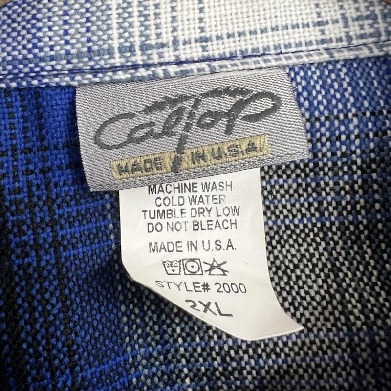 古着 USED トップス トップス CalTop キャルトップ オンブレチェック 半袖 シャツ USA製 XXL 青 / ブルー / blue メンズ USED 古着 中古 50153219