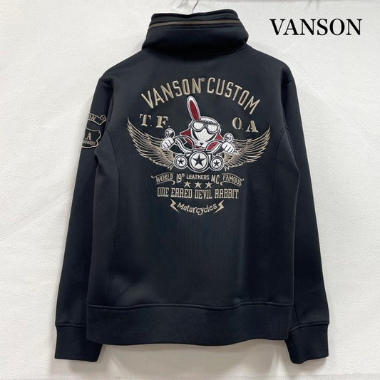 ヴァンソン VANSON トップス トップス デスラビット コラボ 刺繍 ロゴ ブルゾン トラック ジャケット 収納フード ジップアップ ダブルジップ M ロゴ、文字 X 刺繍 黒 / ブラック / black メンズ USED 古着 中古 50153233