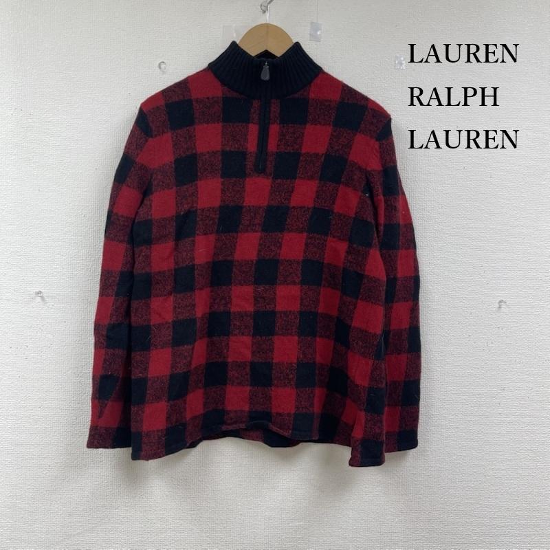 ローレンラルフローレン LAUREN RALPH LAUREN トップス トップス ハーフ ジップ ニット バッファロー チェック 柄 モック ネック S 赤 / レッド / red レディース USED 古着 中古 50153251