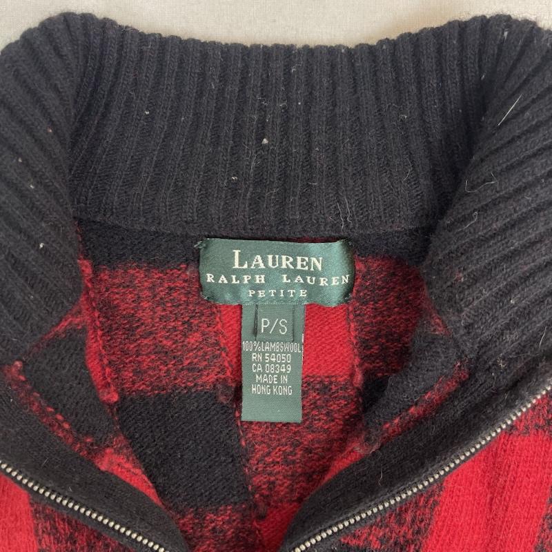 ローレンラルフローレン LAUREN RALPH LAUREN トップス トップス ハーフ ジップ ニット バッファロー チェック 柄 モック ネック S 赤 / レッド / red レディース USED 古着 中古 50153251