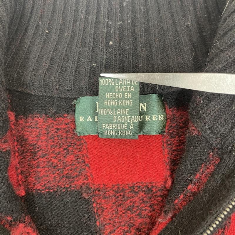 ローレンラルフローレン LAUREN RALPH LAUREN トップス トップス ハーフ ジップ ニット バッファロー チェック 柄 モック ネック S 赤 / レッド / red レディース USED 古着 中古 50153251