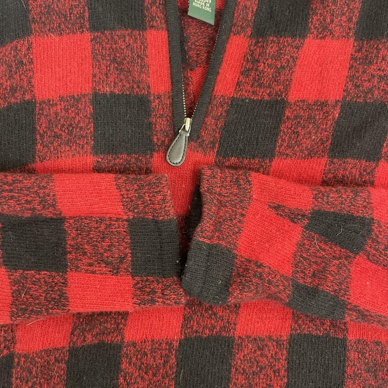 ローレンラルフローレン LAUREN RALPH LAUREN トップス トップス ハーフ ジップ ニット バッファロー チェック 柄 モック ネック S 赤 / レッド / red レディース USED 古着 中古 50153251
