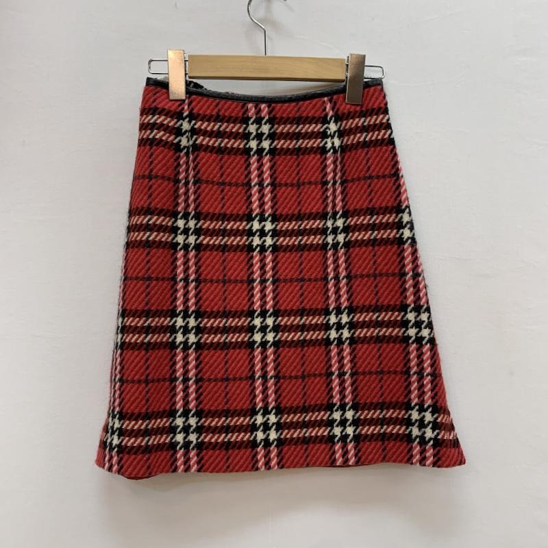 バーバリーロンドン Burberry London スカート ひざ丈スカート ノバチェック ツイード ウール フレアスカート 150cm 赤 / レッド / red ガールズ USED 古着 中古 50153269