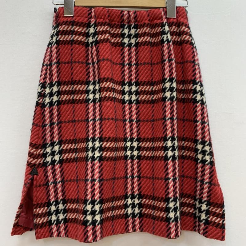 バーバリーロンドン Burberry London スカート ひざ丈スカート ノバチェック ツイード ウール フレアスカート 150cm 赤 / レッド / red ガールズ USED 古着 中古 50153269