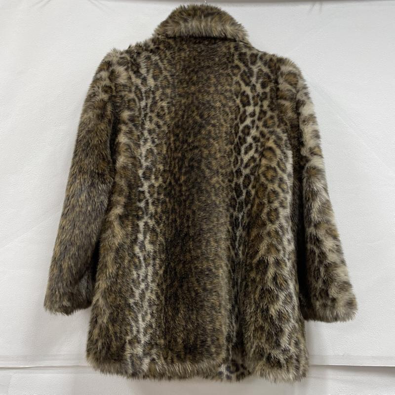 古着 USED トップス トップス 貴婦人 フェイク ファー コート レオパード アニマル ヒョウ柄 レトロ クラシック Aライン 11号 ヒョウ柄・レオパード柄 ベージュ / ベージュ / beige X 茶 / ブラウン / brown レディース USED 古着 中古 50153271