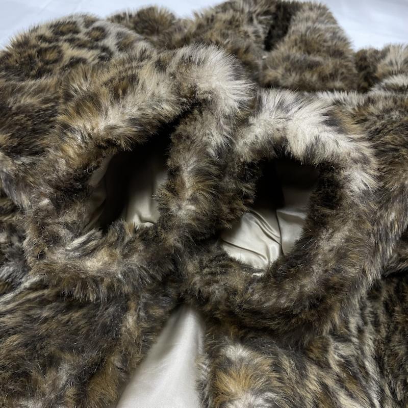 古着 USED トップス トップス 貴婦人 フェイク ファー コート レオパード アニマル ヒョウ柄 レトロ クラシック Aライン 11号 ヒョウ柄・レオパード柄 ベージュ / ベージュ / beige X 茶 / ブラウン / brown レディース USED 古着 中古 50153271