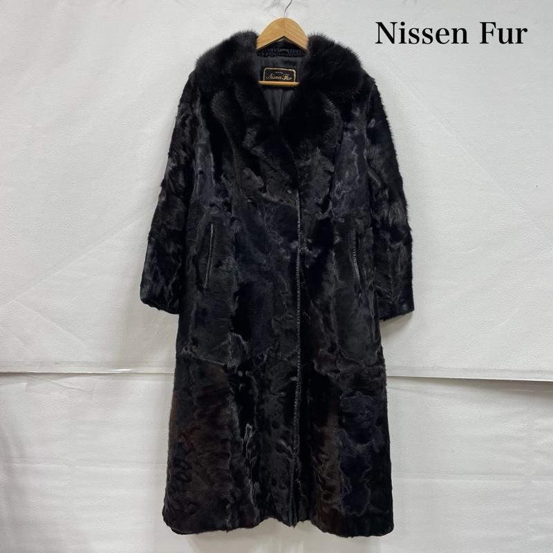 古着 USED トップス トップス Nissen Fur ニッセン ファー コート ロング 13 - 黒 / ブラック / black X 茶 / ブラウン / brown レディース USED 古着 中古 50153272