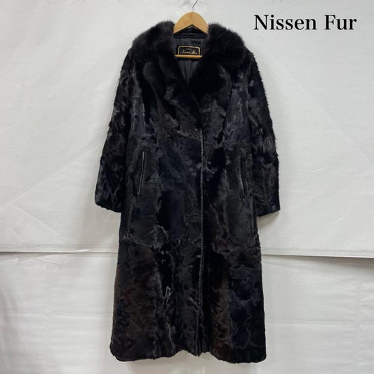古着 USED トップス トップス Nissen Fur ニッセン ファー コート ロング 13 - 黒 / ブラック / black X 茶 / ブラウン / brown レディース USED 古着 中古 50153272