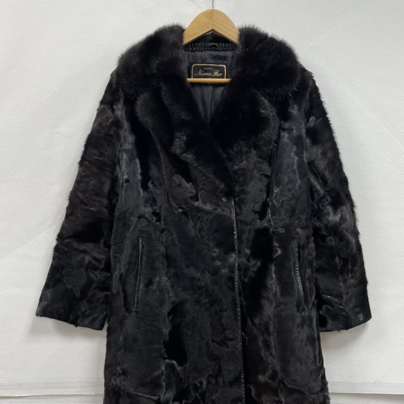 古着 USED トップス トップス Nissen Fur ニッセン ファー コート ロング 13 - 黒 / ブラック / black X 茶 / ブラウン / brown レディース USED 古着 中古 50153272