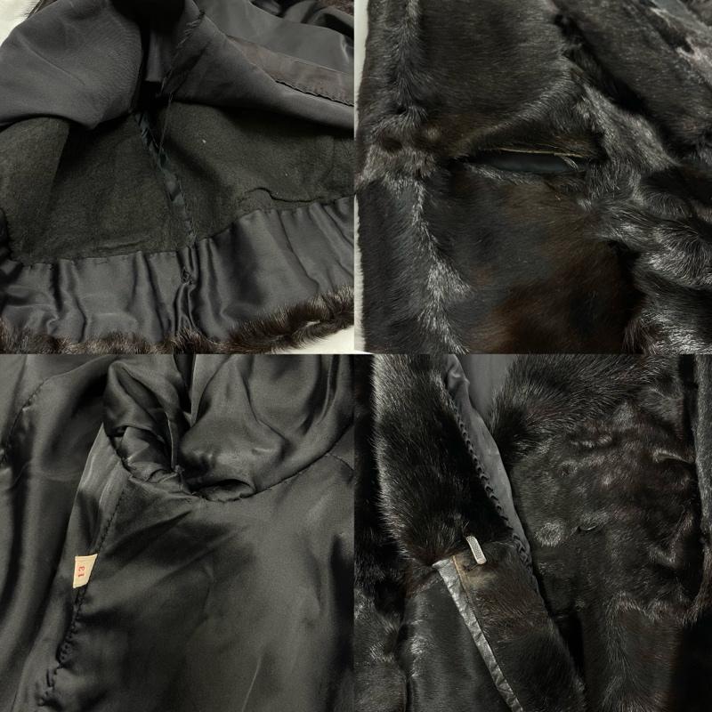 古着 USED トップス トップス Nissen Fur ニッセン ファー コート ロング 13 - 黒 / ブラック / black X 茶 / ブラウン / brown レディース USED 古着 中古 50153272