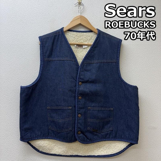 シアーズ SEARS ベスト ベスト 70年代 USA製 デニム 裏ボア ウエスタン ベスト 70s VINTAGE ROEBUCKS XL インディゴ / インディゴ / Indigo メンズ USED 古着 中古 50153278