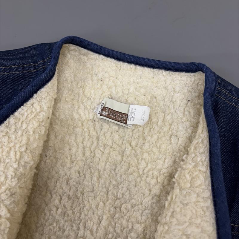 シアーズ SEARS ベスト ベスト 70年代 USA製 デニム 裏ボア ウエスタン ベスト 70s VINTAGE ROEBUCKS XL インディゴ / インディゴ / Indigo メンズ USED 古着 中古 50153278