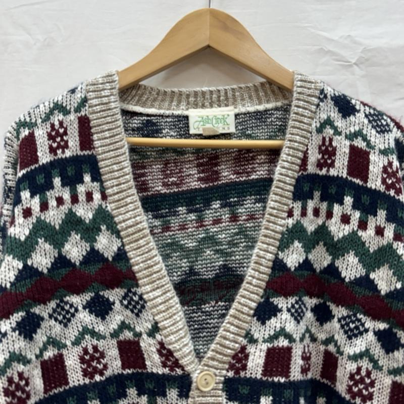 古着 USED カーディガン 長袖 Ash Creek 90年代 ビンテージ USA製 総柄 アクリル ニット カーディガン 90s VINTAGE L 総柄 メンズ USED 古着 中古 50153283