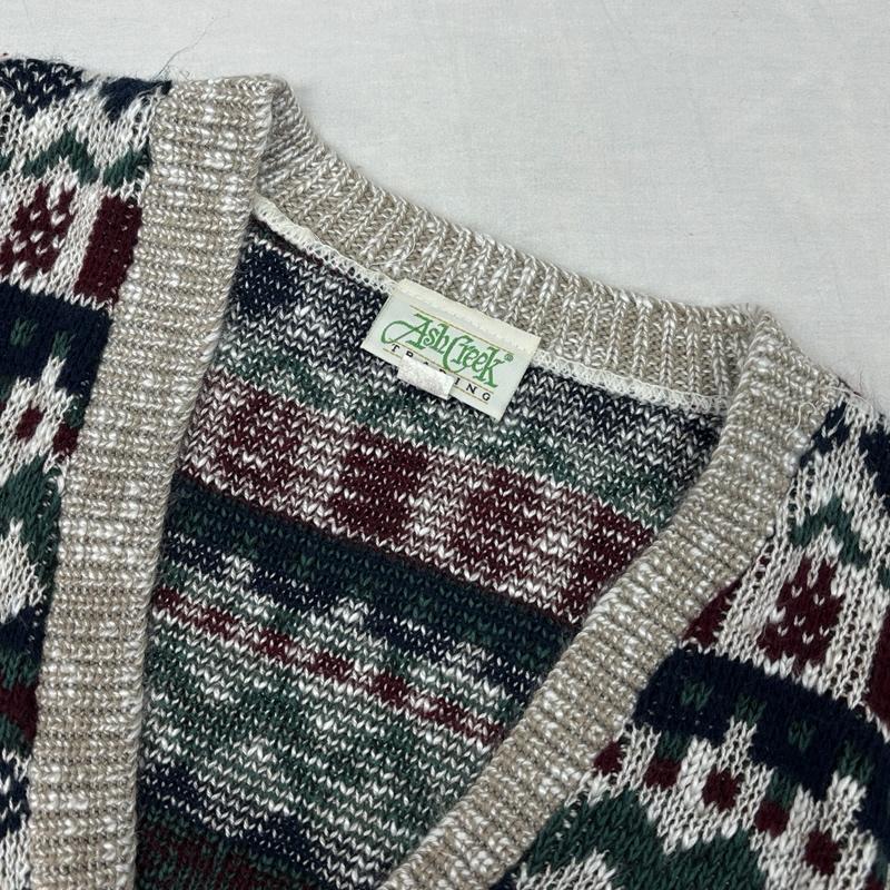 古着 USED カーディガン 長袖 Ash Creek 90年代 ビンテージ USA製 総柄 アクリル ニット カーディガン 90s VINTAGE L 総柄 メンズ USED 古着 中古 50153283