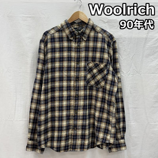 ウールリッチ WOOLRICH シャツ、ブラウス 長袖 90年代 ビンテージ チェック柄 ボタンダウン 長袖 フランネル シャツ 90s VINTAGE M チェック メンズ USED 古着 中古 50153284