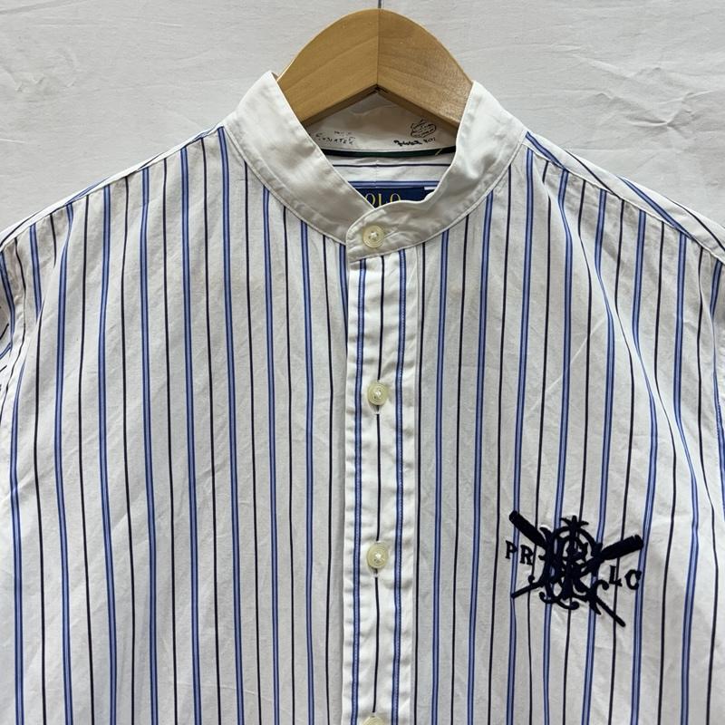 ポロラルフローレン POLO RALPH LAUREN シャツ、ブラウス 長袖 ロゴ 刺繍 ストライプ柄 バンドカラー 長袖シャツ マチ付き S ストライプ メンズ USED 古着 中古 50153289