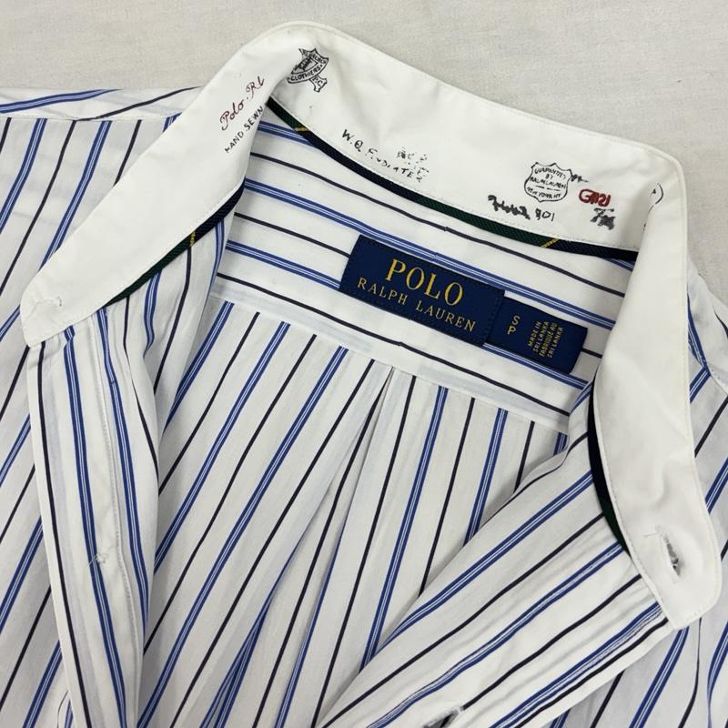 ポロラルフローレン POLO RALPH LAUREN シャツ、ブラウス 長袖 ロゴ 刺繍 ストライプ柄 バンドカラー 長袖シャツ マチ付き S ストライプ メンズ USED 古着 中古 50153289