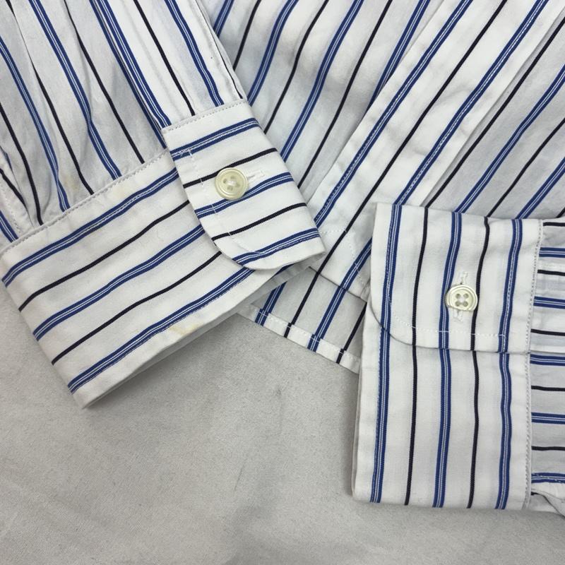ポロラルフローレン POLO RALPH LAUREN シャツ、ブラウス 長袖 ロゴ 刺繍 ストライプ柄 バンドカラー 長袖シャツ マチ付き S ストライプ メンズ USED 古着 中古 50153289