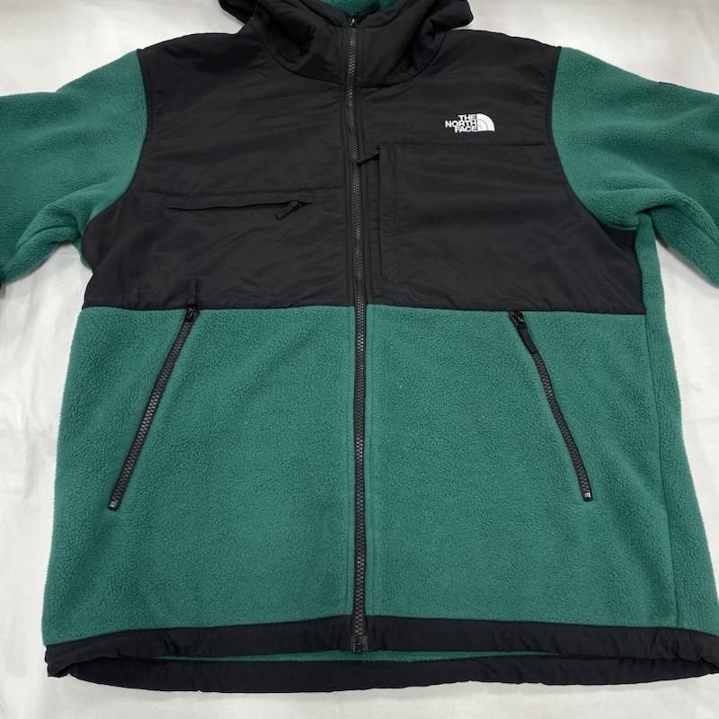 ザノースフェイス THE NORTH FACE ジャケット、上着 ジャンパー、ブルゾン デナリ ジャケット フーディー フリース ジップアップ NA72452 XL ワンポイント X ロゴ、文字 緑 / グリーン / green X 黒 / ブラック / black メンズ USED 古着 中古 50153310