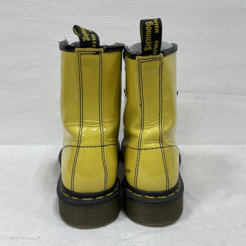 ドクターマーチン Dr.Martens ブーツ ショートブーツ レザー 8ホール ブーツ レースアップ エナメル UK5 11821 UK：5 黄 / イエロー / yellow X 黒 / ブラック / black レディース USED 古着 中古 50153315