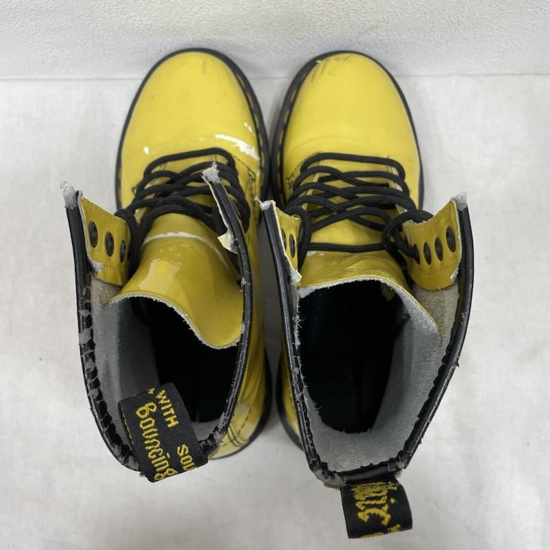 ドクターマーチン Dr.Martens ブーツ ショートブーツ レザー 8ホール ブーツ レースアップ エナメル UK5 11821 UK：5 黄 / イエロー / yellow X 黒 / ブラック / black レディース USED 古着 中古 50153315