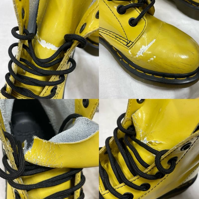 ドクターマーチン Dr.Martens ブーツ ショートブーツ レザー 8ホール ブーツ レースアップ エナメル UK5 11821 UK：5 黄 / イエロー / yellow X 黒 / ブラック / black レディース USED 古着 中古 50153315