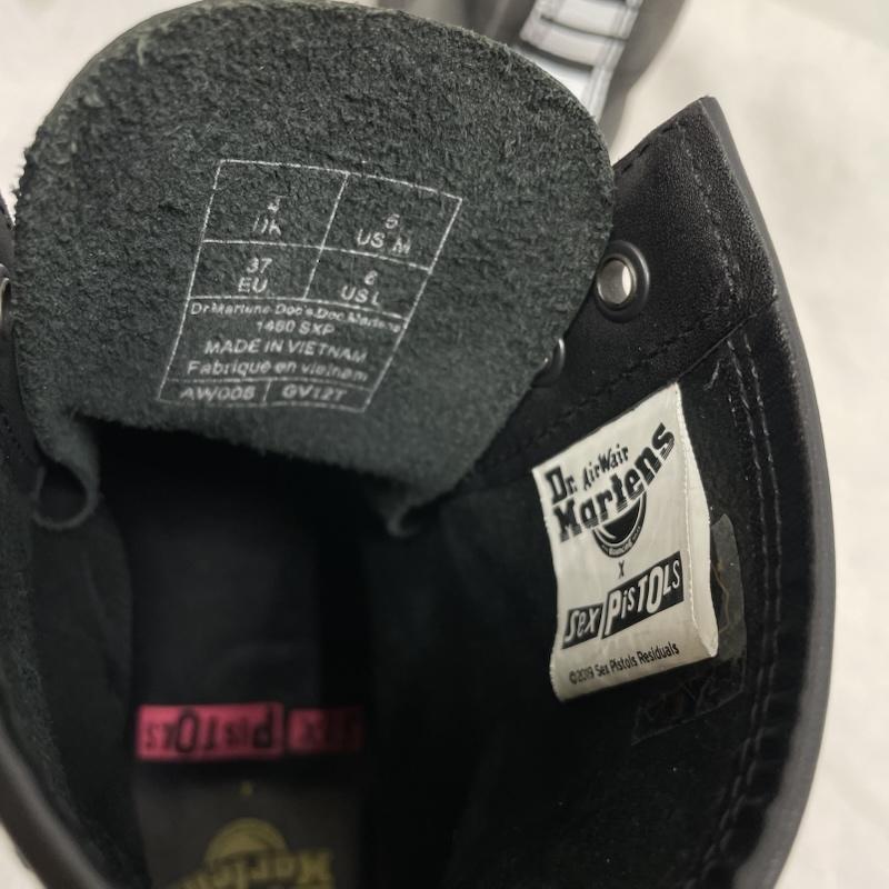 ドクターマーチン Dr.Martens ブーツ ショートブーツ 1460 8ホール ブーツ レースアップ UK4 SEX PISTOLS セックスピストルズ 限定 レザー UK：4 ロゴ、文字 黒 / ブラック / black X 白 / ホワイト / white X 黄 / イエロー / yellow X 桃 / ピンク / pink レディース USED 古着 中古 50153316