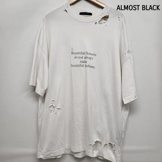 オールモストブラック ALMOSTBLACK トップス トップス オールモストブラック ダメージ加工 Tシャツ 23AW-CS05 3 白 / ホワイト / white メンズ USED 古着 中古 50153325