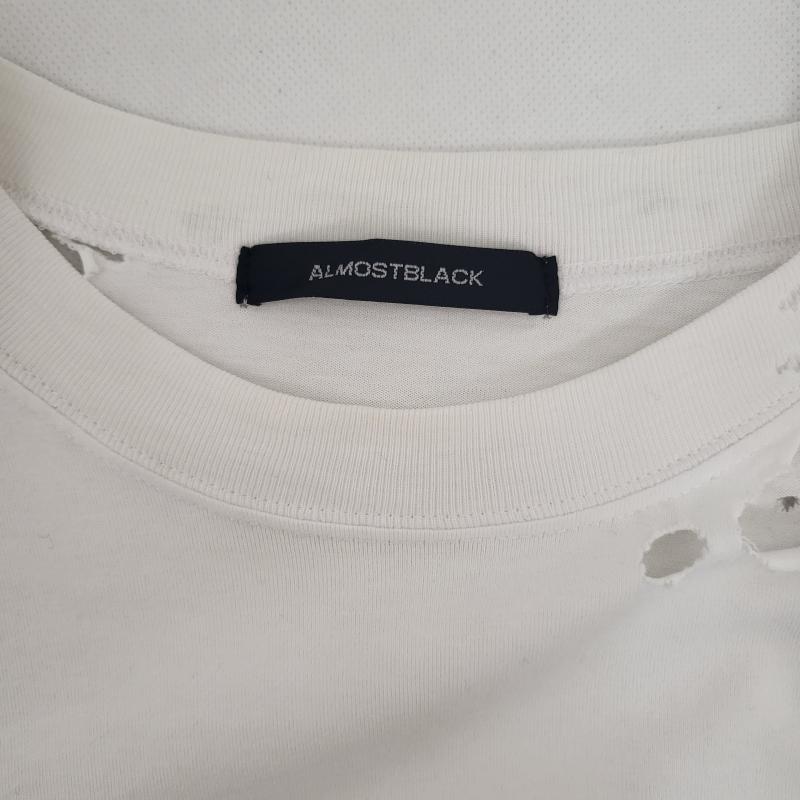 オールモストブラック ALMOSTBLACK トップス トップス オールモストブラック ダメージ加工 Tシャツ 23AW-CS05 3 白 / ホワイト / white メンズ USED 古着 中古 50153325