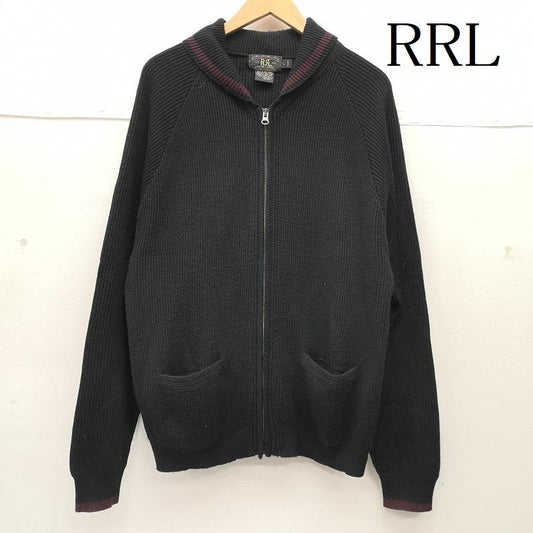 ダブルアールエル ラルフローレン RRL RALPH LAUREN ニット、セーター 長袖 90s 三ツ星タグ ショールカラー ジップアップ ニット セーター L 黒 / ブラック / black メンズ USED 古着 中古 50153338