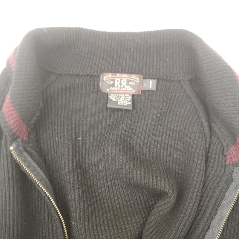 ダブルアールエル ラルフローレン RRL RALPH LAUREN ニット、セーター 長袖 90s 三ツ星タグ ショールカラー ジップアップ ニット セーター L 黒 / ブラック / black メンズ USED 古着 中古 50153338