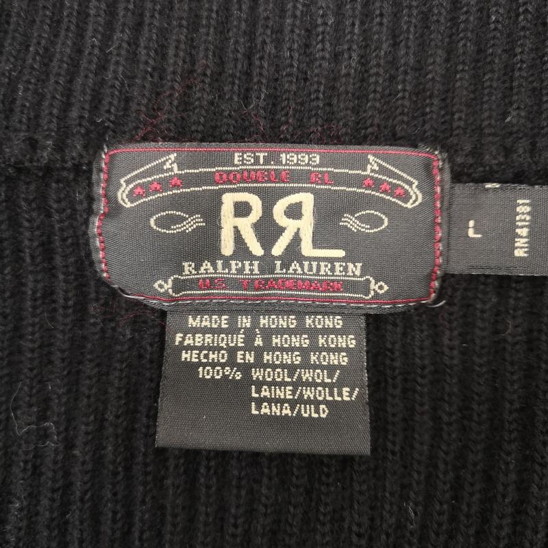 ダブルアールエル ラルフローレン RRL RALPH LAUREN ニット、セーター 長袖 90s 三ツ星タグ ショールカラー ジップアップ ニット セーター L 黒 / ブラック / black メンズ USED 古着 中古 50153338