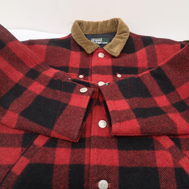 ポロバイラルフローレン Polo by RALPH LAUREN ジャケット、上着 ジャンパー、ブルゾン 90s バッファローチェック ウール ジャケット ナイガイ 160cm 黒 / ブラック / black X 赤 / レッド / red メンズ USED 古着 中古 50153346