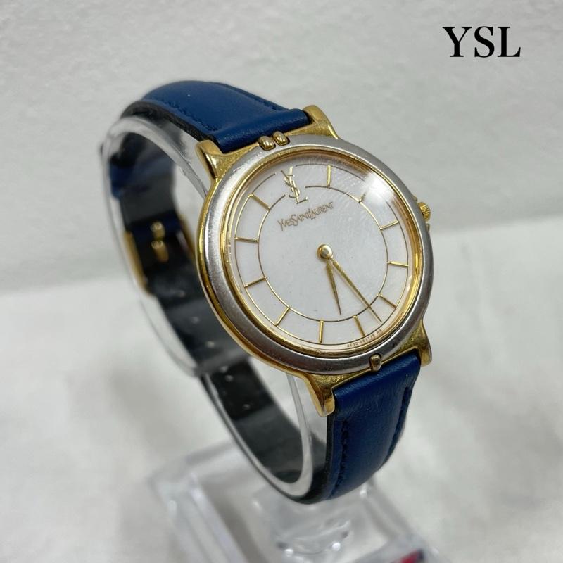 イヴサンローラン Yves Saint Laurent 腕時計 アナログ（クォーツ式） 腕時計 ウォッチ ユニセックス ロゴ - 無地 青 / ブルー / blue X 白 / ホワイト / white X 金 / ゴールド / gold color レディース USED 古着 中古 50153348