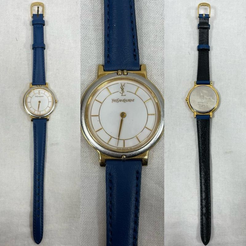 イヴサンローラン Yves Saint Laurent 腕時計 アナログ（クォーツ式） 腕時計 ウォッチ ユニセックス ロゴ - 無地 青 / ブルー / blue X 白 / ホワイト / white X 金 / ゴールド / gold color レディース USED 古着 中古 50153348